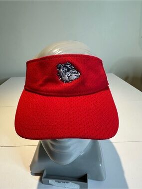 Augusta Sportswear Red Visor with Embroidered Bulldog Logo
